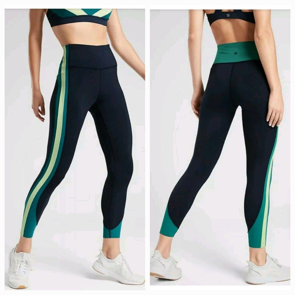 Athleta Blue and Green High-Waisted Leggings